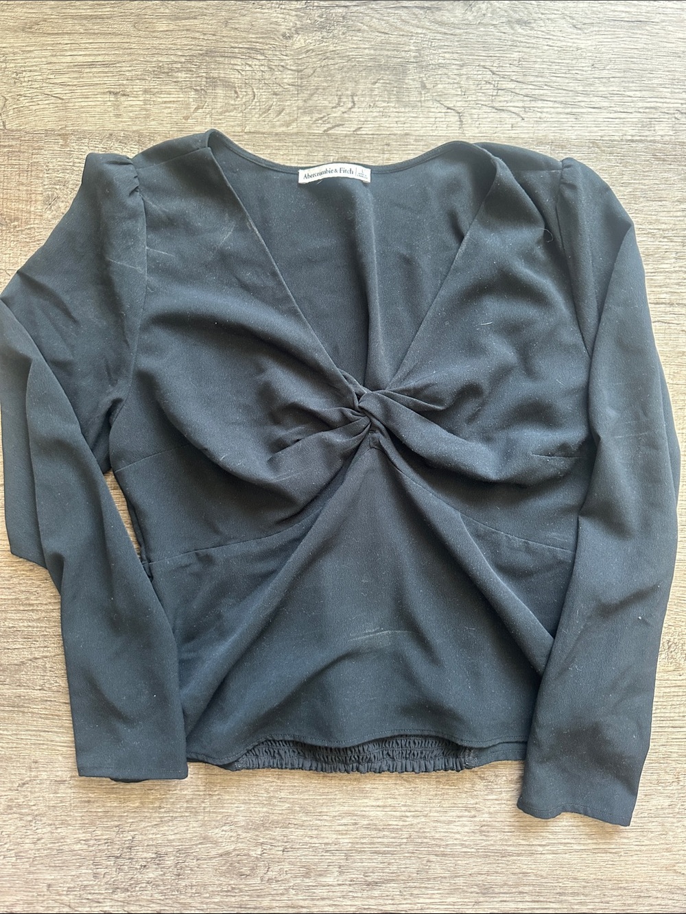 Abercrombie & Fitch Black Twist-Knot Long Sleeve Top